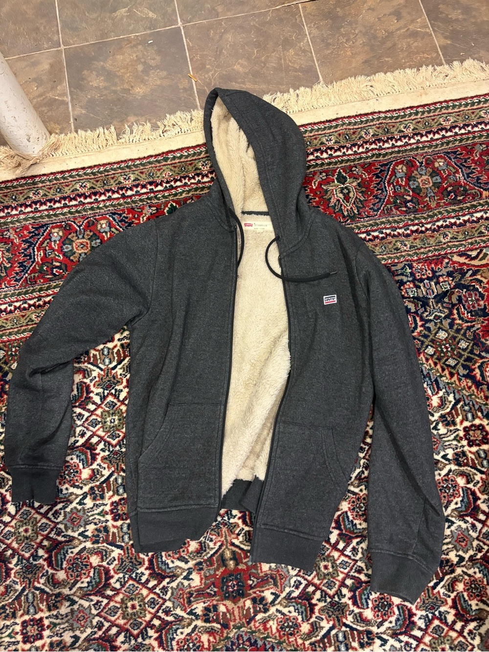 Levi's Dark Gray Sherpa-Lined Zip Hoodie